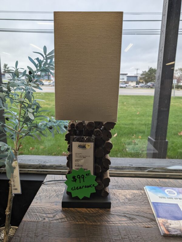 Teak Log Table Lamp