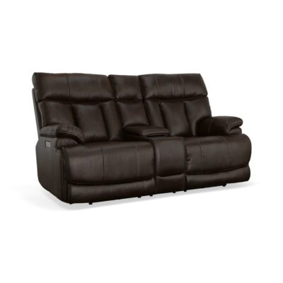 Clive Power Reclining Loveseat with Console, Power Headrests & Lumbar