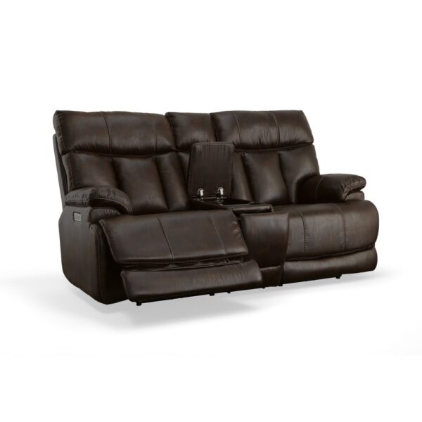 Clive Power Reclining Loveseat with Console, Power Headrests & Lumbar - Image 2