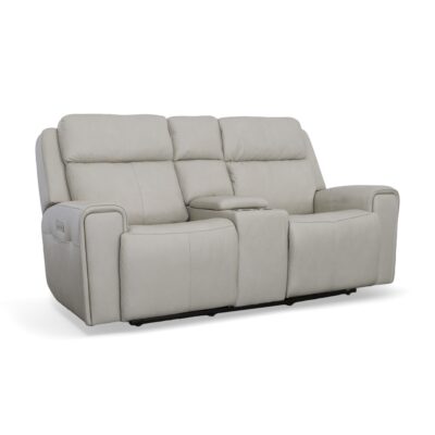 Barnett Power Reclining Loveseat with Console, Power Headrests & Lumbar