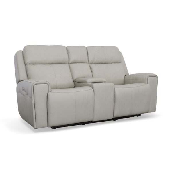Barnett Power Reclining Loveseat with Console, Power Headrests & Lumbar