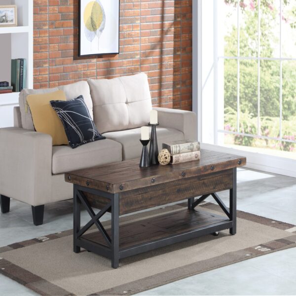 Carpenter Rectangular Lift-Top Coffee Table with Casters - Image 3