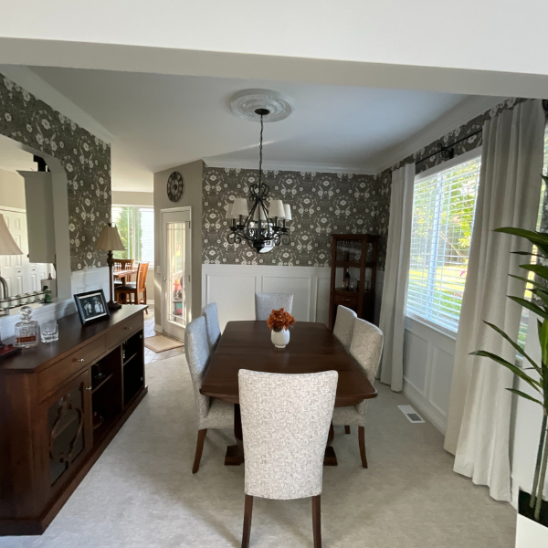 A living room redesigned by our interior designers with a transitional look.